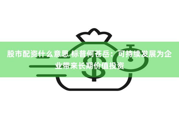 股市配资什么意思 标普何苍岳：可持续发展为企业带来长期价值投资