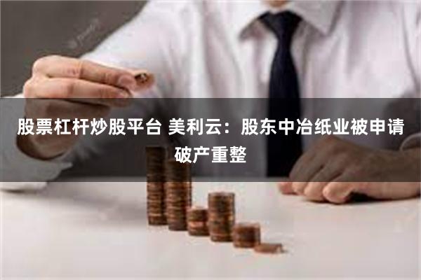 股票杠杆炒股平台 美利云：股东中冶纸业被申请破产重整